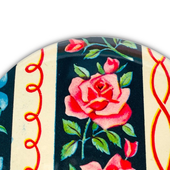 Vintage Upcycled 1950s Wrapping Paper Pocket Makeup Mirror 3" - Picture 7 of 9